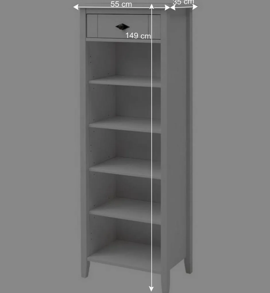 Wohnen 55x149x35 Landhaus Badregal in Weiß - Satumare