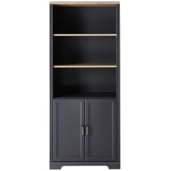 Wohnen 86x204x38 Landhaus Büroregal in Grau & Eiche - Joe