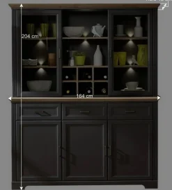 Wohnen 164x204x48 Landhaus Buffet mit LED Licht - Thumbs