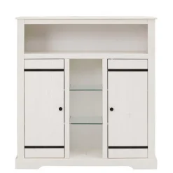 Wohnen 120x130x35 Landhaus Highboard in Weiß - Manduza