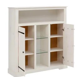 Wohnen 120x130x35 Landhaus Highboard in Weiß - Manduza