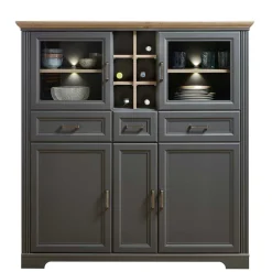 Wohnen 143x150x42 Landhaus Highboard mit Flaschen Regal - Thumbs