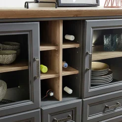 Wohnen 143x150x42 Landhaus Highboard mit Flaschen Regal - Thumbs