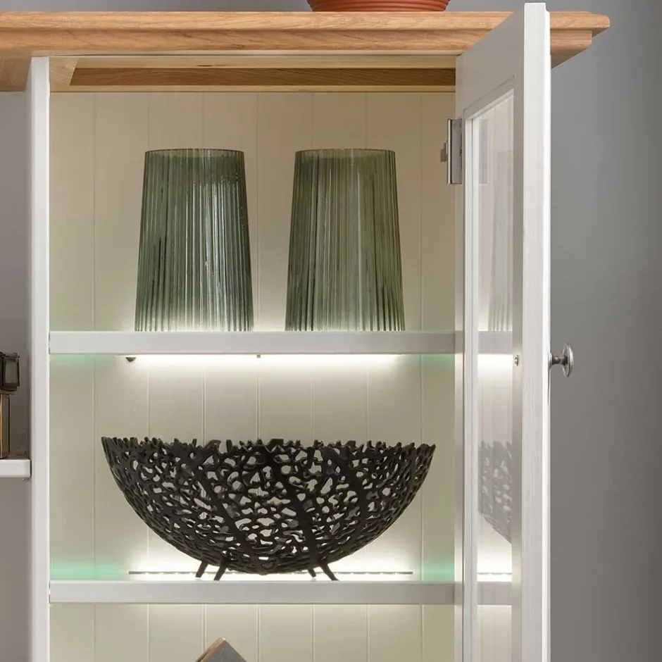 113x134x45 Landhaus Highboard mit Glas-Einsatz - Henry^Wohnen Outlet