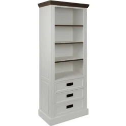 68x180x39 Landhaus Regal in Weiß & Graubraun - Bleaks^Wohnen Discount