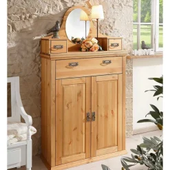 90x175x37 Landhaus Schrank mit Spiegel in Oval - Inhusa^Wohnen Discount