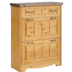Wohnen 85x109x37 Landhaus Schuhkommode aus Kiefer - Ostanzia
