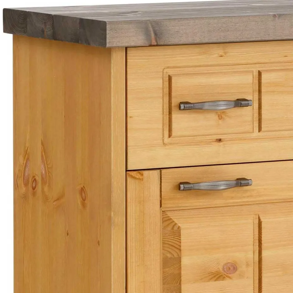 Wohnen 85x109x37 Landhaus Schuhkommode aus Kiefer - Ostanzia