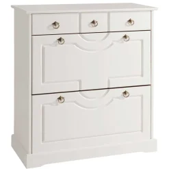 81x93x37 Landhaus Schuhschrank in Weiß gewachst - Vesrav^Wohnen Discount