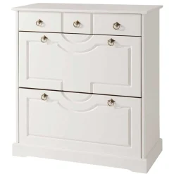 81x93x37 Landhaus Schuhschrank in Weiß gewachst - Vesrav^Wohnen Discount