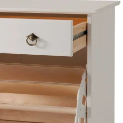 81x93x37 Landhaus Schuhschrank in Weiß gewachst - Vesrav^Wohnen Discount