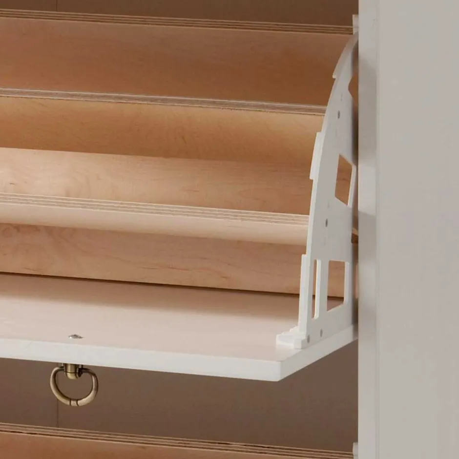 81x93x37 Landhaus Schuhschrank in Weiß gewachst - Vesrav^Wohnen Discount