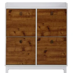 Wohnen 92x100x25 Landhaus Schuhschrank mit 4 Klappen - Volbra