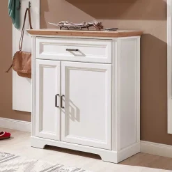 Wohnen 93x102x41 Landhaus Schuhschrank mit Schublade - Nurelcas