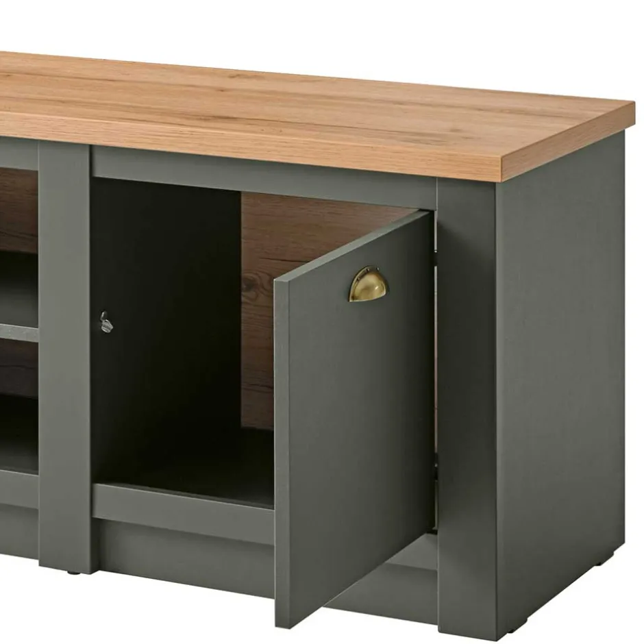 Wohnen 152x51x45 Landhaus TV Board in Graugrün - Eylan