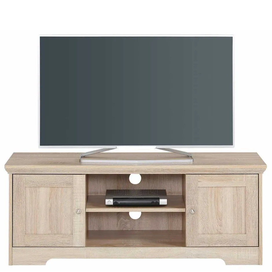 Wohnen 120x45x40 Landhaus TV Element in Eiche Holzdekor - Rienva