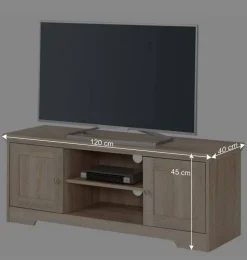 Wohnen 120x45x40 Landhaus TV Element in Eiche Holzdekor - Rienva