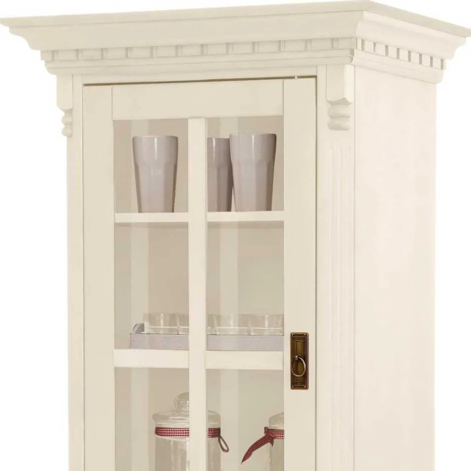 70x203x45 Landhaus Vitrine in Creme - Rospus^Wohnen