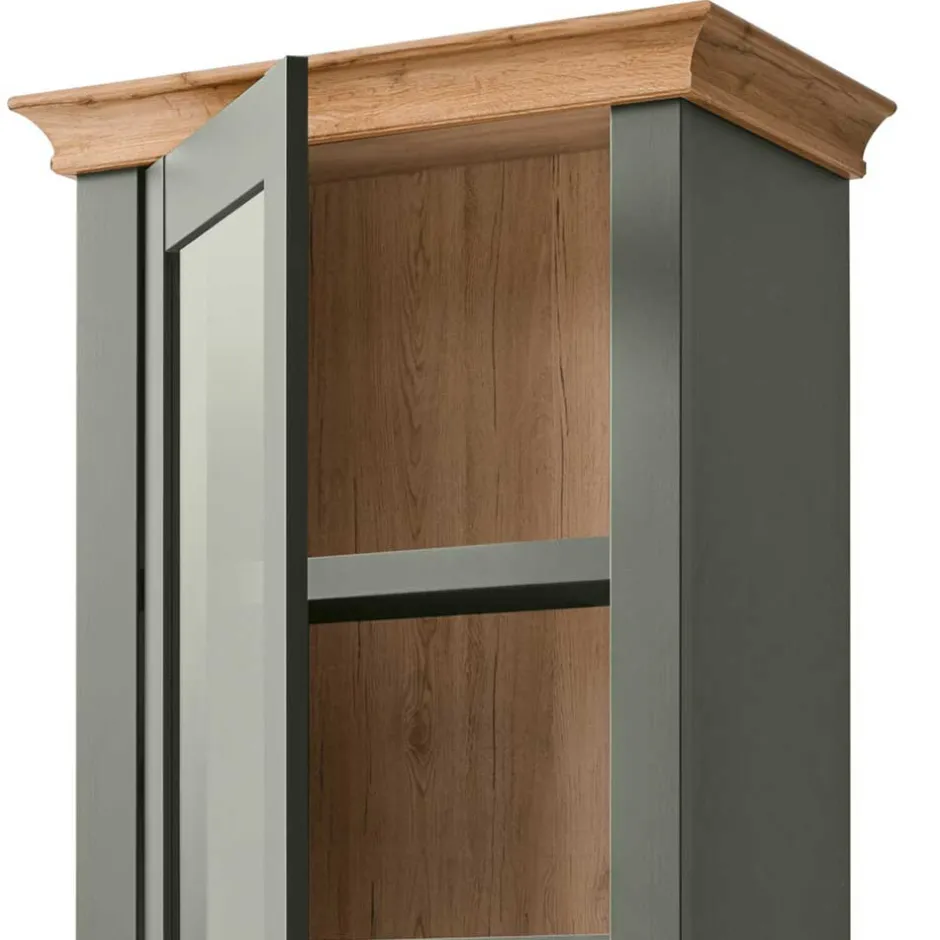 68x207x45 Landhaus Vitrine in Graugrün - Eylan^Wohnen Discount