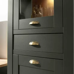 68x207x45 Landhaus Vitrine in Graugrün - Eylan^Wohnen Discount