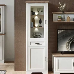 Wohnen 66x204x42 Landhaus Vitrine mit Licht - Sinolita