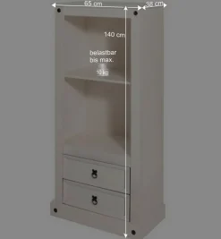 65x140x38 Landhausregal in Weiß - Henvic^Wohnen Clearance