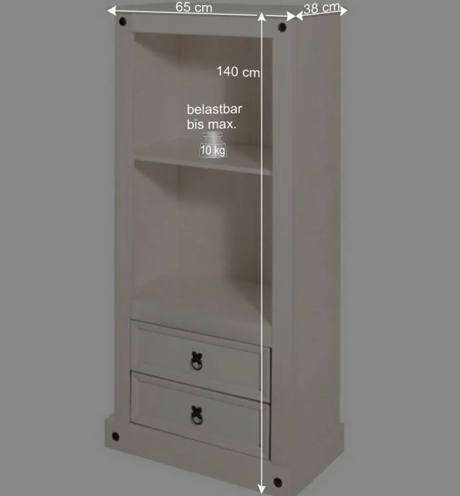 65x140x38 Landhausregal in Weiß - Henvic^Wohnen Clearance
