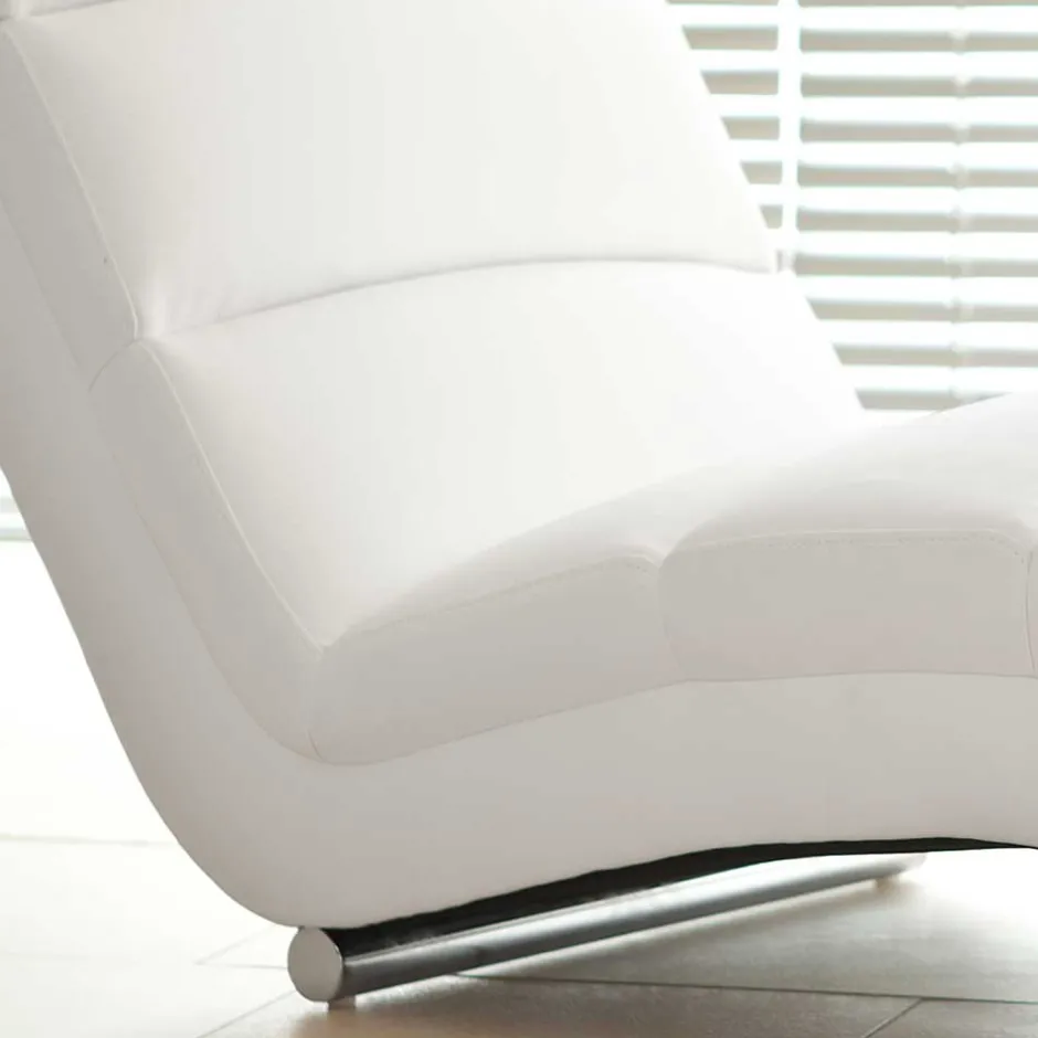 60x82x170 Loungeliege in Weiß & Chrom - Onjamy^Wohnen New