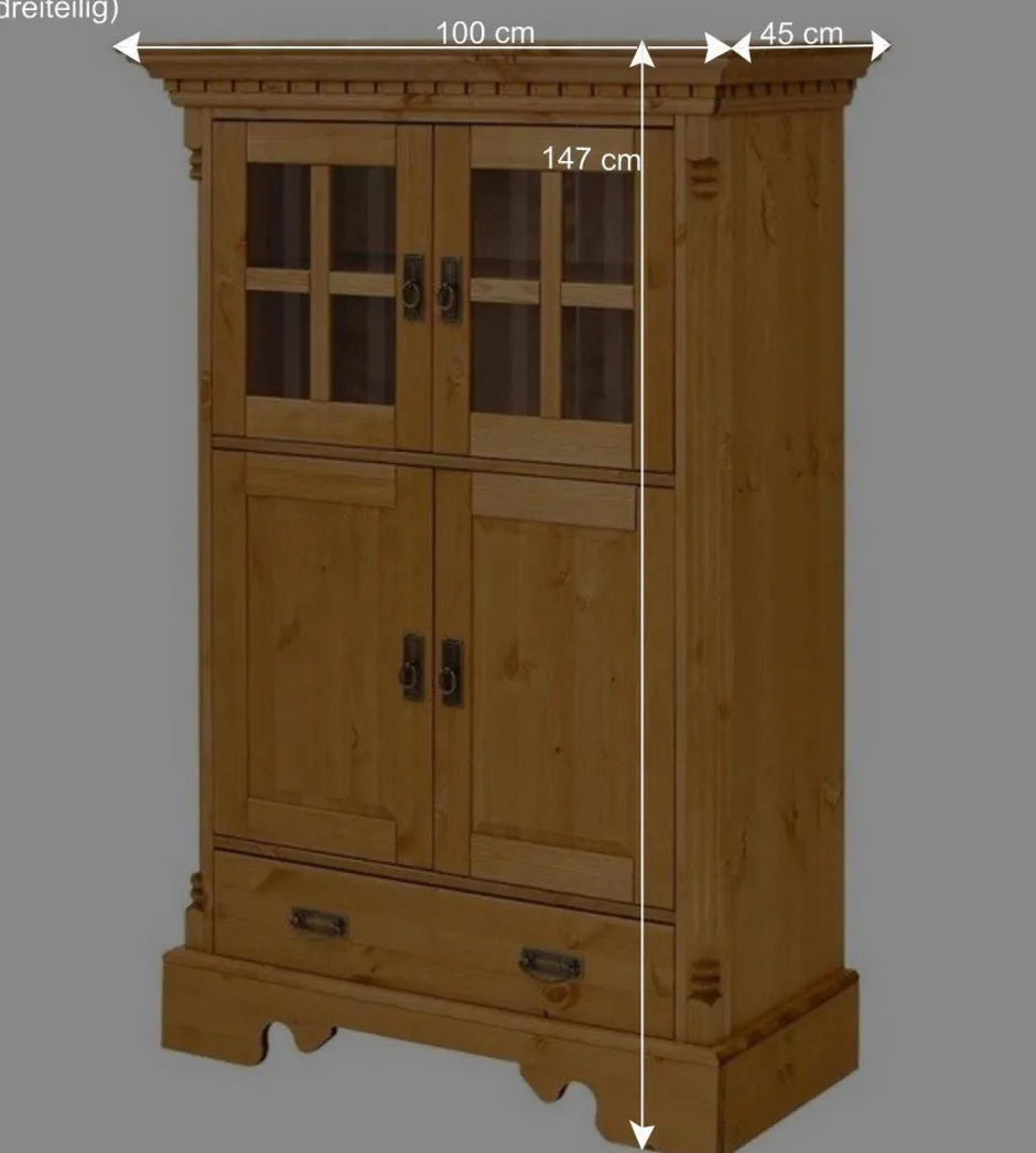 Wohnen 100x147x45 Massivholz Highboard im Landhaus Stil - Fausanda