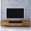 Wohnen 220x48x40 Massivholz TV Board in Natur geölt - Eavy
