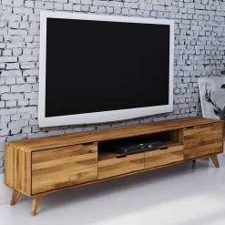 Wohnen 220x48x40 Massivholz TV Board in Natur geölt - Eavy