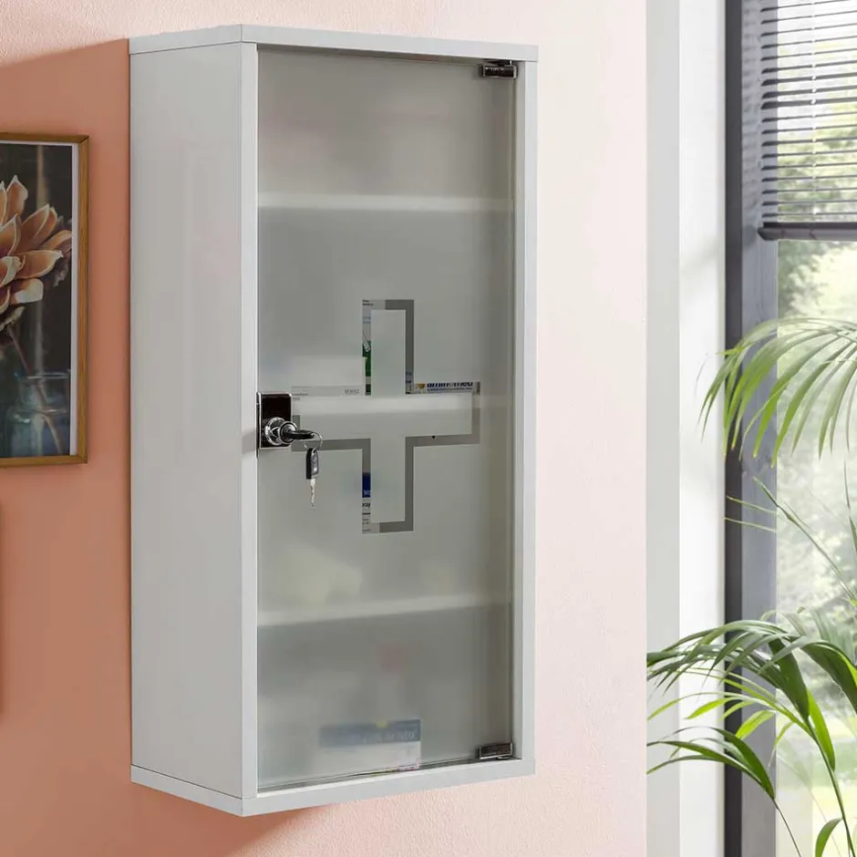 34x72x20 Medizinschrank mit Glastür abschließbar - Spanola^Wohnen Outlet