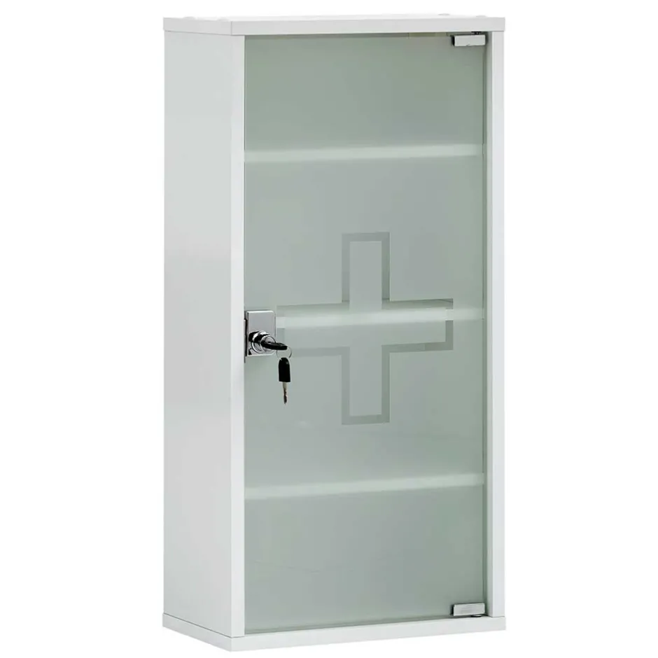 34x72x20 Medizinschrank mit Glastür abschließbar - Spanola^Wohnen Outlet