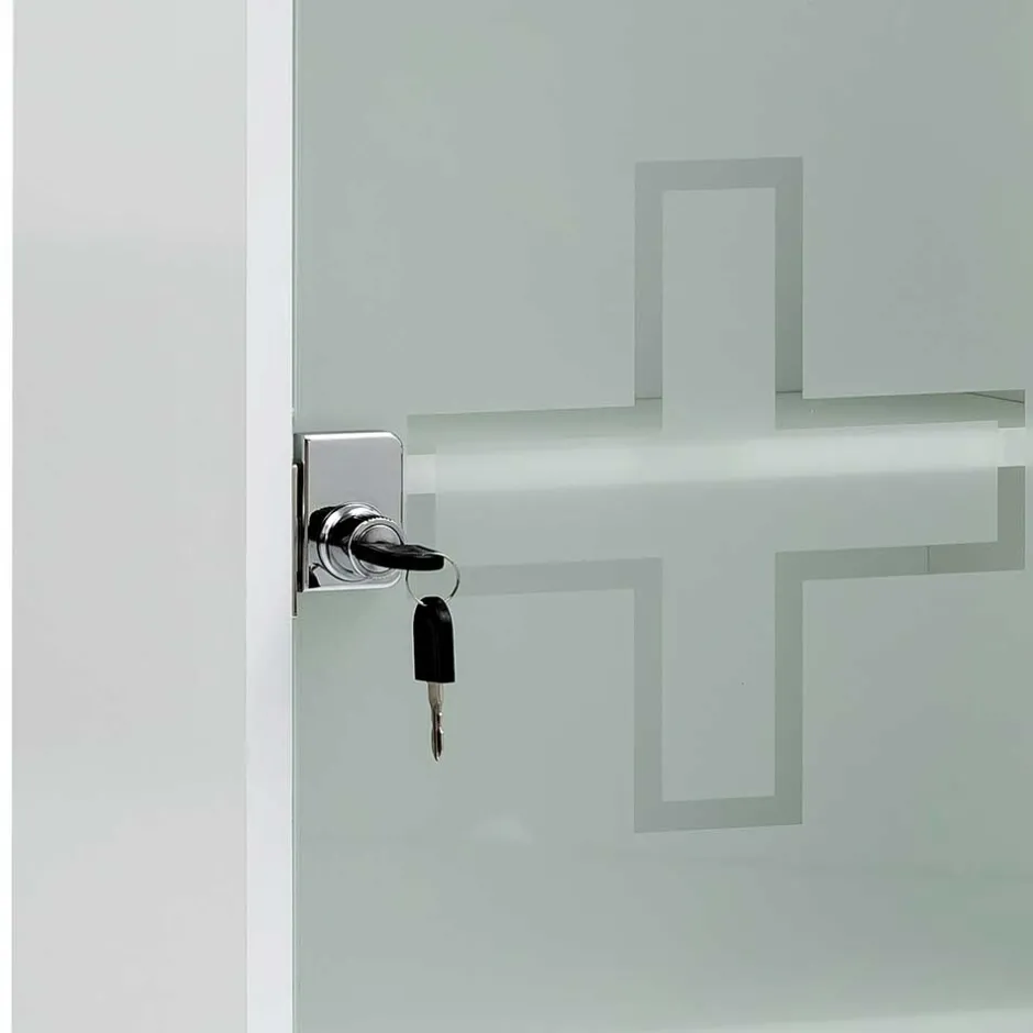 34x72x20 Medizinschrank mit Glastür abschließbar - Spanola^Wohnen Outlet