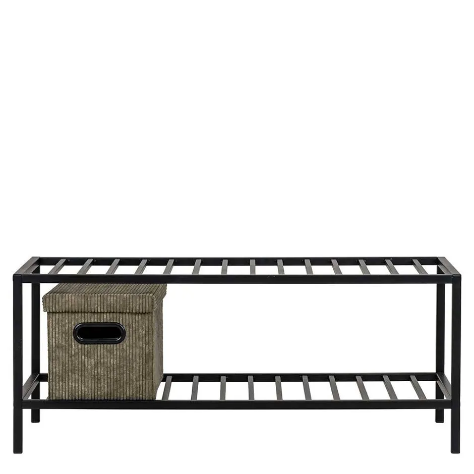 Wohnen 79x32x34 Metall Schuhbank in Schwarz - Esbessa