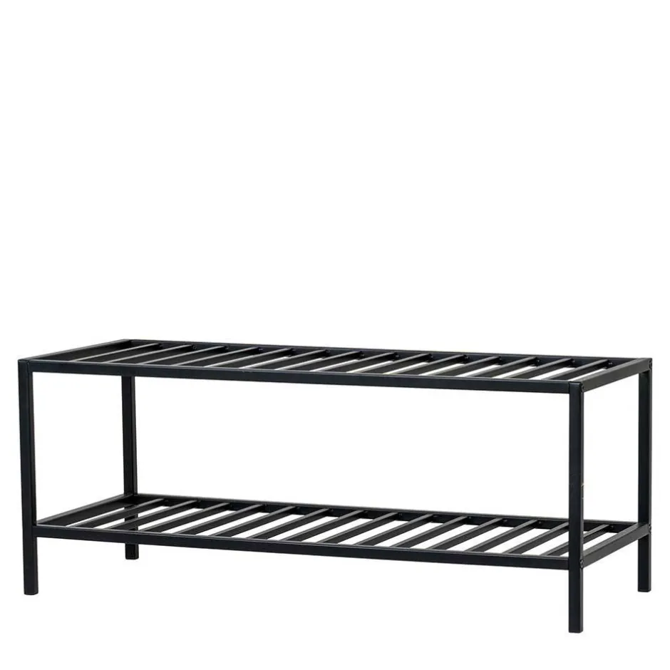 Wohnen 79x32x34 Metall Schuhbank in Schwarz - Esbessa