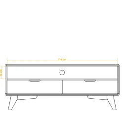 120x48x40 Midcentury TV Board aus Kernbuche - Junola^Wohnen Online