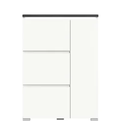 Wohnen 95x127x18 Midi Schuhschrank mit drei Klappen & Tür - Suad