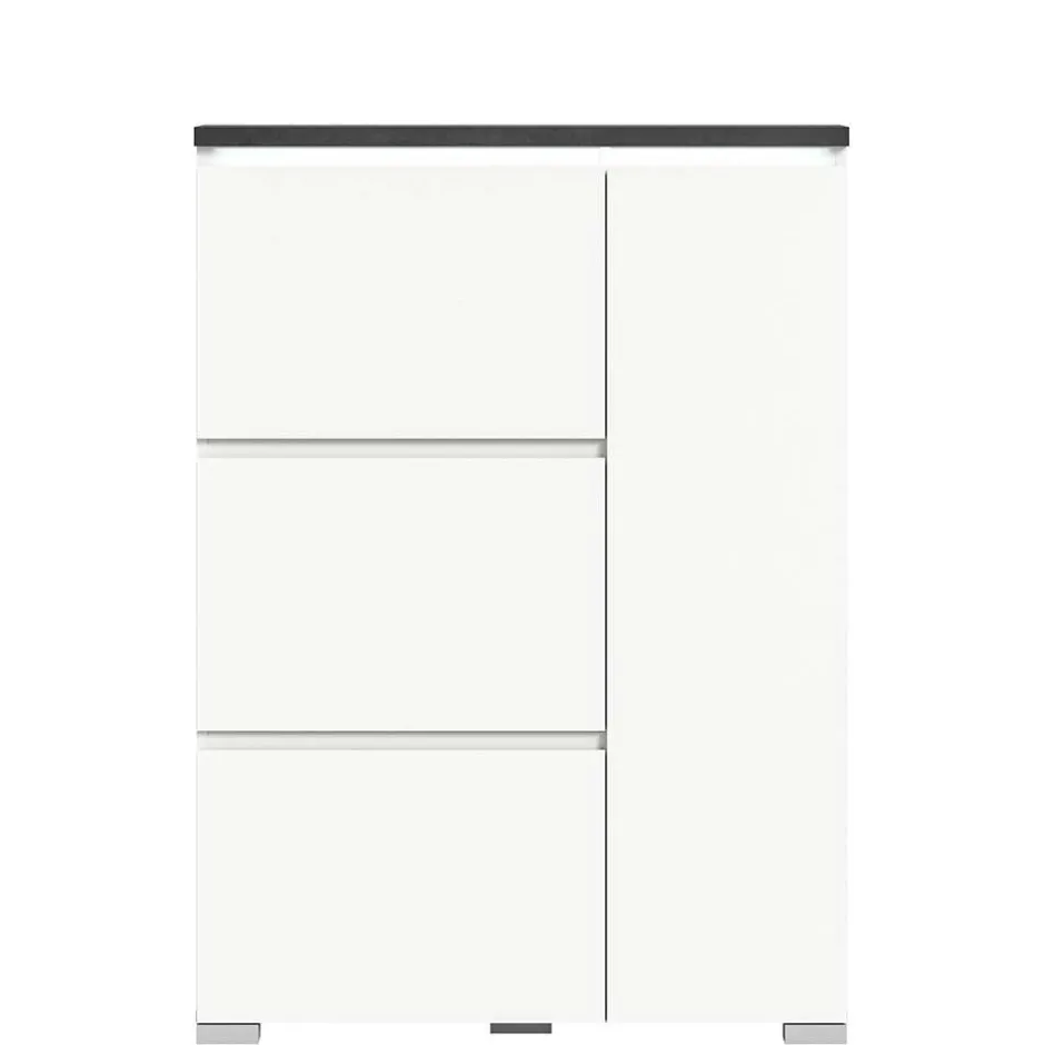 Wohnen 95x127x18 Midi Schuhschrank mit drei Klappen & Tür - Suad