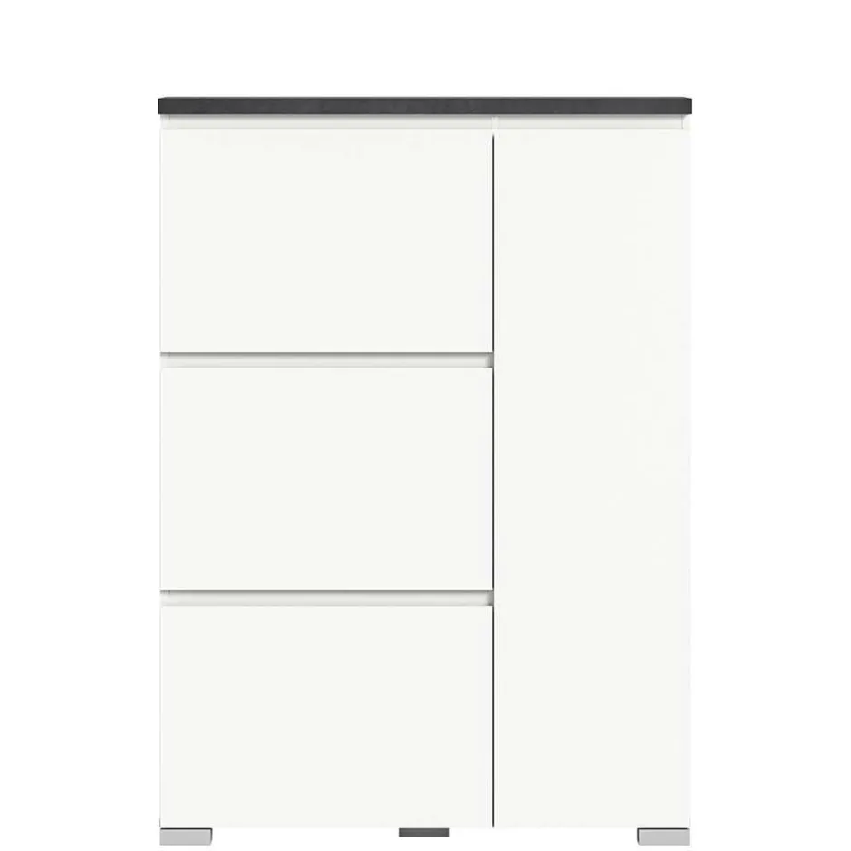 Wohnen 95x127x18 Midi Schuhschrank mit drei Klappen & Tür - Suad