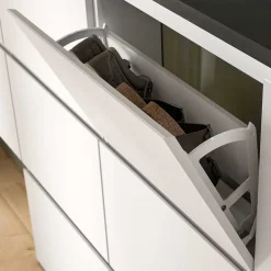 Wohnen 95x127x18 Midi Schuhschrank mit drei Klappen & Tür - Suad