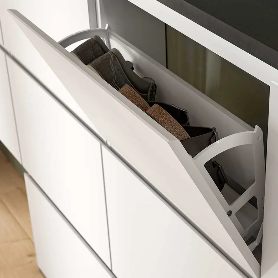 Wohnen 95x127x18 Midi Schuhschrank mit drei Klappen & Tür - Suad