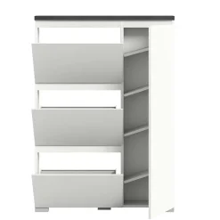Wohnen 95x127x18 Midi Schuhschrank mit drei Klappen & Tür - Suad