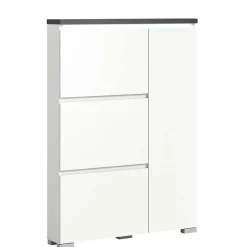 Wohnen 95x127x18 Midi Schuhschrank mit drei Klappen & Tür - Suad
