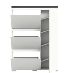 Wohnen 95x127x18 Midi Schuhschrank mit drei Klappen & Tür - Suad