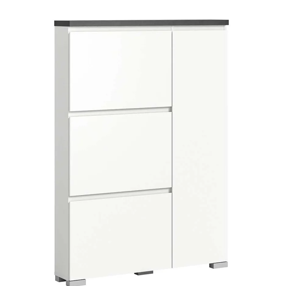 Wohnen 95x127x18 Midi Schuhschrank mit drei Klappen & Tür - Suad