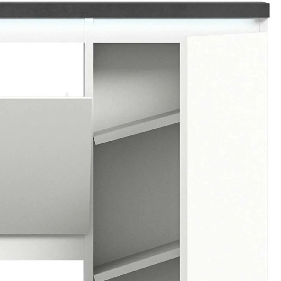 Wohnen 95x127x18 Midi Schuhschrank mit drei Klappen & Tür - Suad