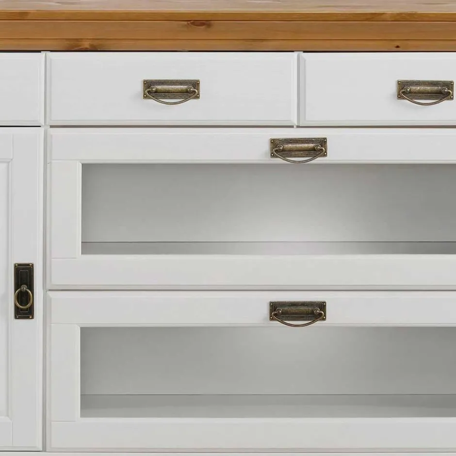 Wohnen 180x84x84 Moderne Anrichte in Weiß & Honig - Brasivon