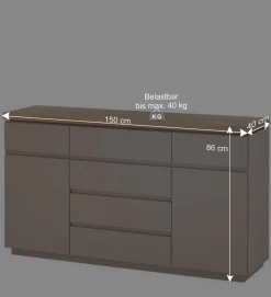 150x86x40 Moderne Kombi-Kommode in Taupe - Anja^Wohnen Hot