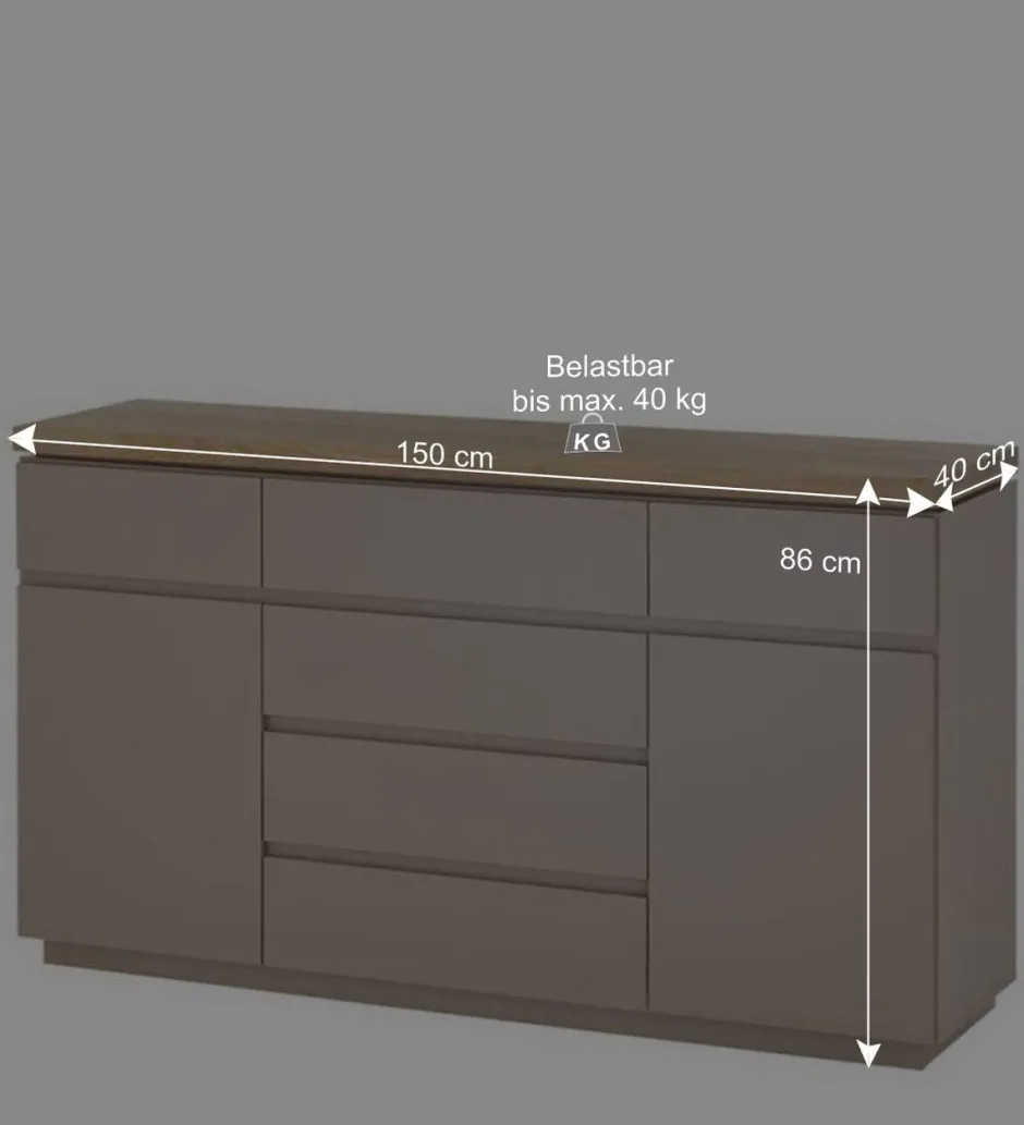 150x86x40 Moderne Kombi-Kommode in Taupe - Anja^Wohnen Hot